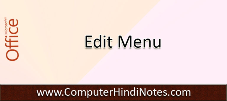 Edit Menu in MS Word | Computer Hindi Notes
