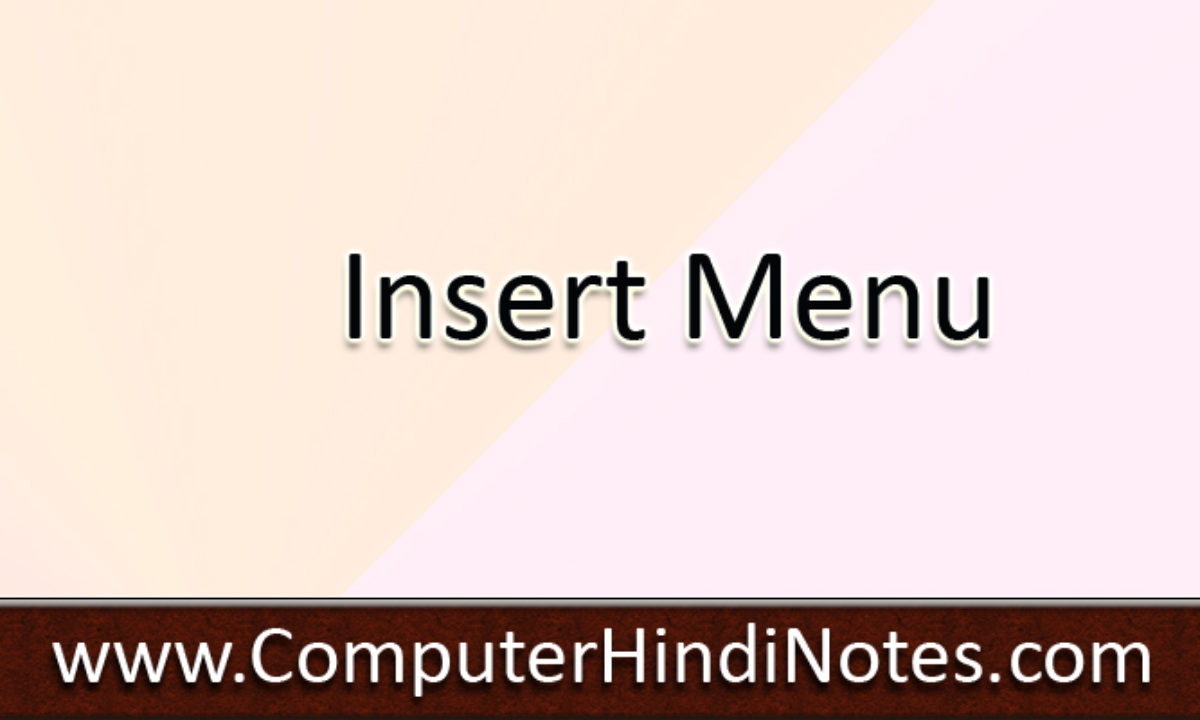 Insert Menu In Ms Word Computer Hindi Notes