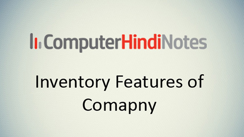 Inventory Features of Company in Tally