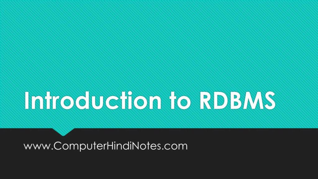 Introduction to RDBMS