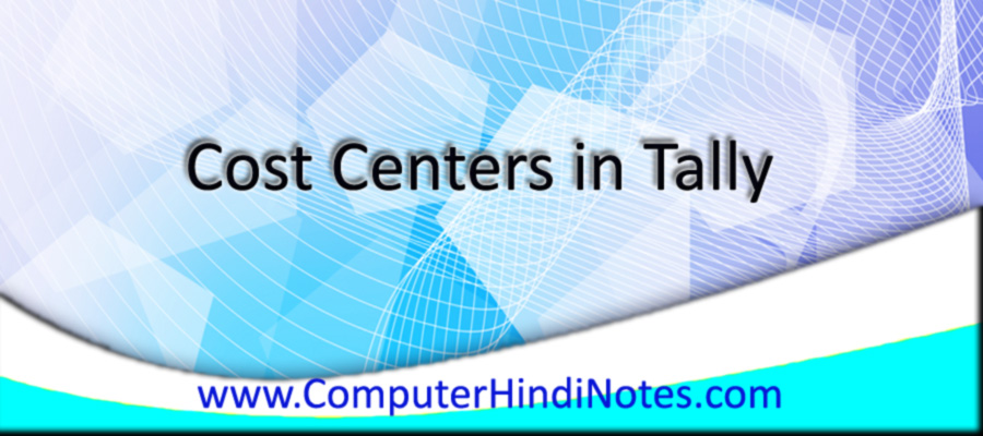 Cost Centers in Tally