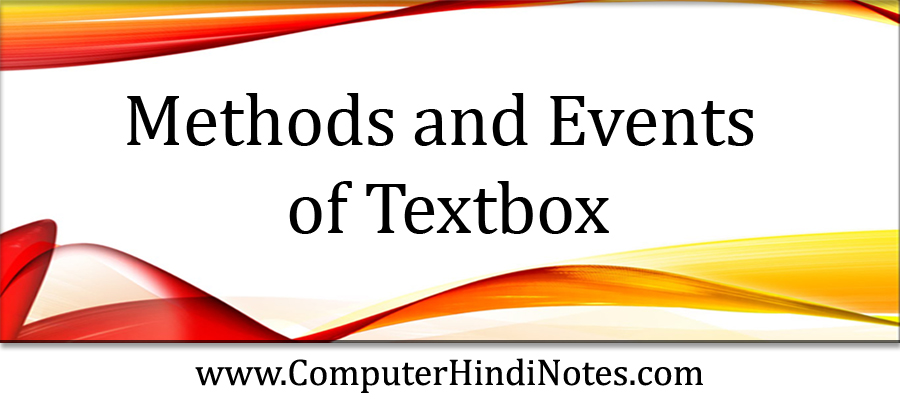 Methods and Events of Textbox
